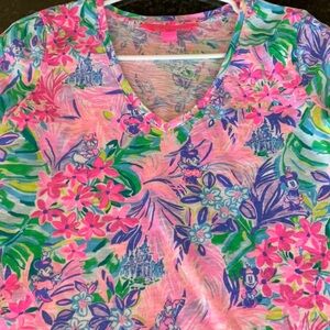 Lilly Pulitzer Pink and Green Graphic Blouse